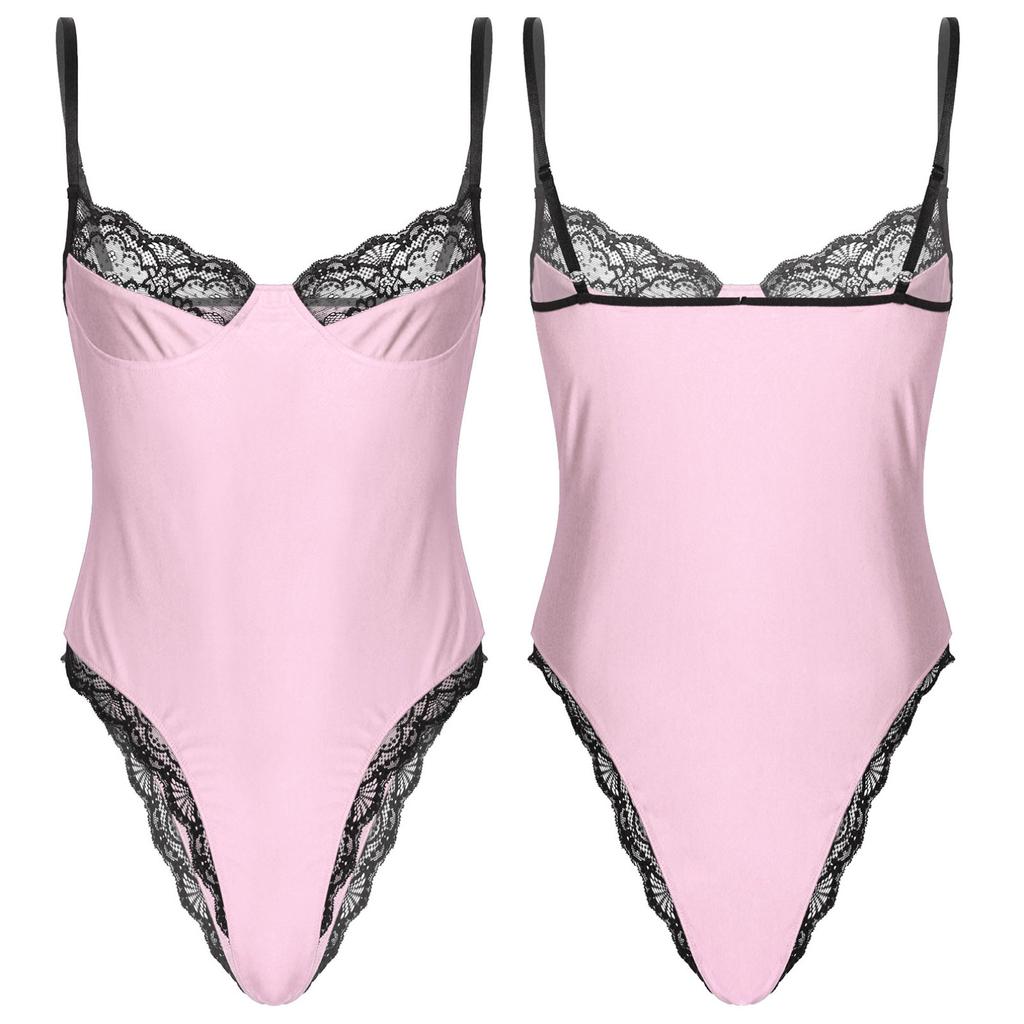 Мужское сексуальное кружевное облегающее боди, нижнее белье без рукавов, Тедди, комбинезон, ночное белье