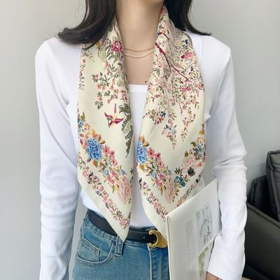 Модная бандана, хлопковый шейный шарф, женский роскошный шарф с цветочным принтом, носовой платок, квадратная повязка на голову