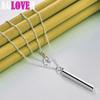 925 Sterling Silver 18 Inch Straight Square Column Pendant Necklace Jewelry