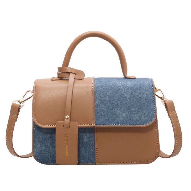 Маленькая квадратная сумка из искусственной кожи женская летняя модная сумка-мессенджер с контрастным цветом и высококачественной текстурой, портативная на плечо