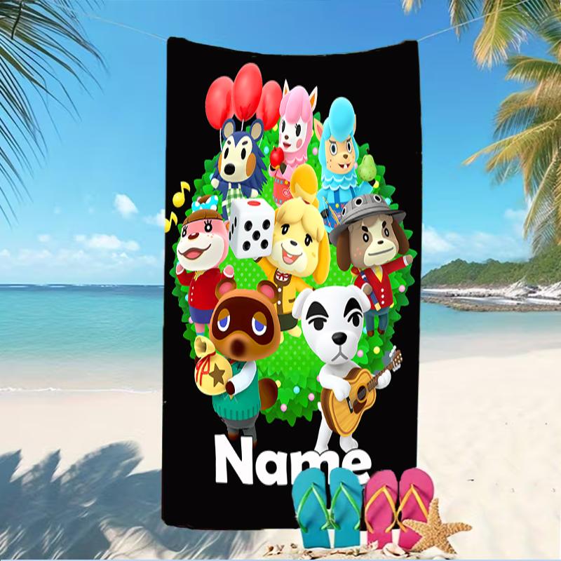 Customizable personalized beach towels Animal Crossing themed designs.Suitable for the beach, yoga, sports;ideal as beach accessories