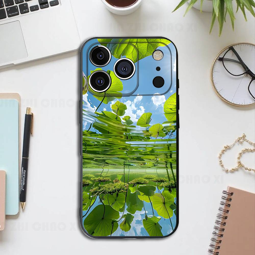 Силиконовый мягкий чехол для телефона с цветком лотоса для iPhone 17 16 15 14 13 12 11 Pro Max Plus X XR SE