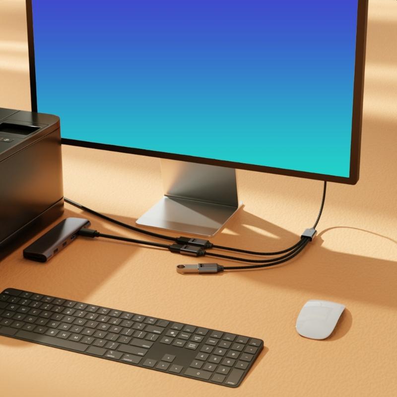 USB OTG разветвитель Кабель USB Male на 3 Female порта для одновременной зарядки и передачи данных Алюминиевый USB хаб