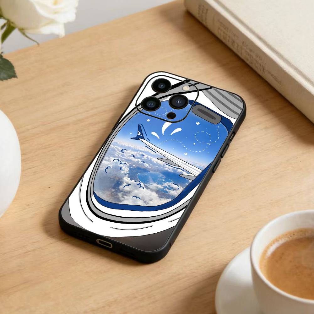 Чехол для телефона с рисунком самолета в стиле граффити для iPhone 17 16 15 14 13 12 Max Plus, силиконовый, черный