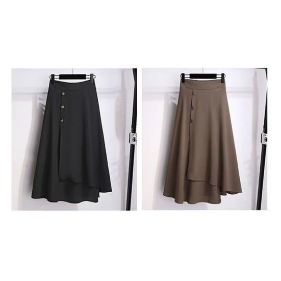 Юбка миди с высокой талией, декор пуговицами, неровный большой подол, юбка А-силуэта, однотонная летняя тонкая юбка