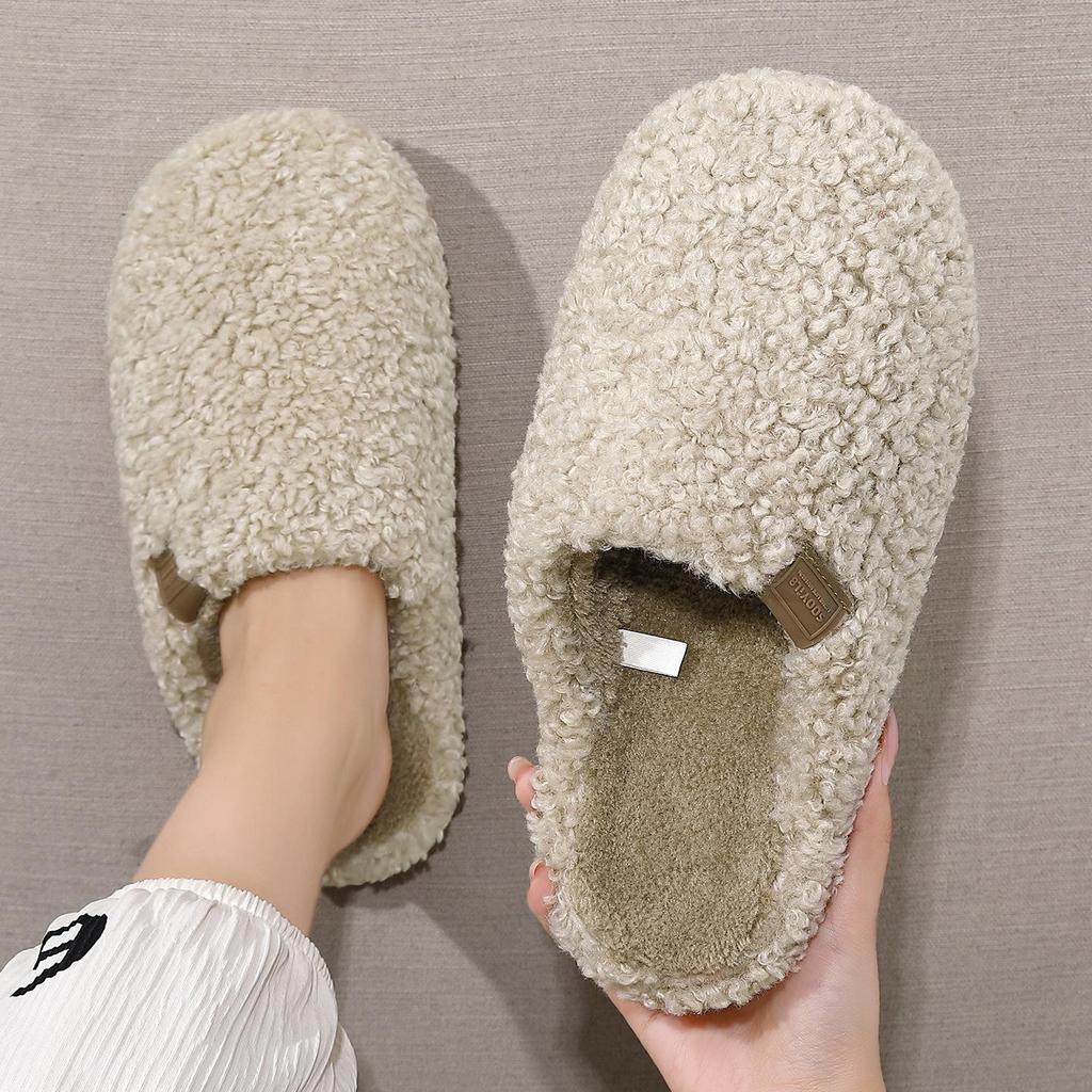 Women's & Men's Non-slip Breathable Cotton Fur Slippers for Winter & Autumn