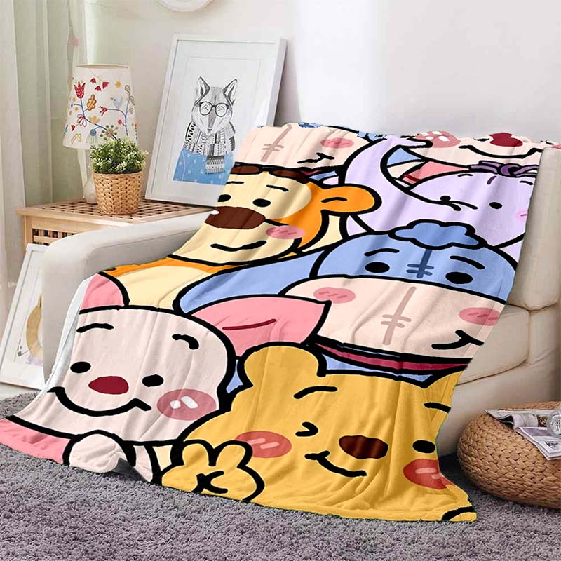 1PC Cartoon Winnie The Pooh Blanket Soft and Warm Flannel Material Suitable for Home Travel Camping RV Child Luxury Gift