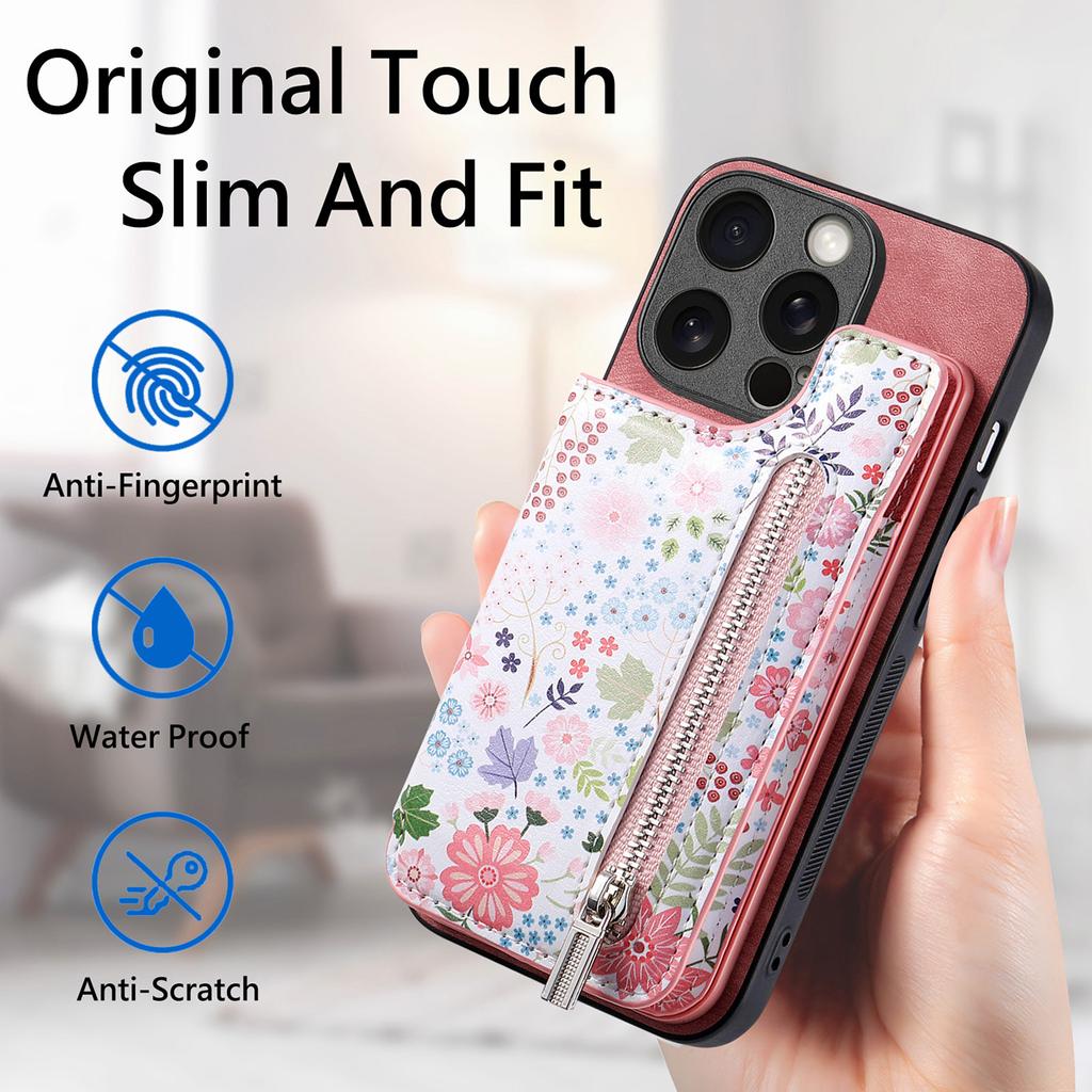 Painted Left and Right Zippered Wallet Case for iPhone 15 14 Plus 13 12 11 Pro Max XSMax for Samsung S23 S22 S21 S20 Ultra Plus S21 FE A14 A54 A13 A53