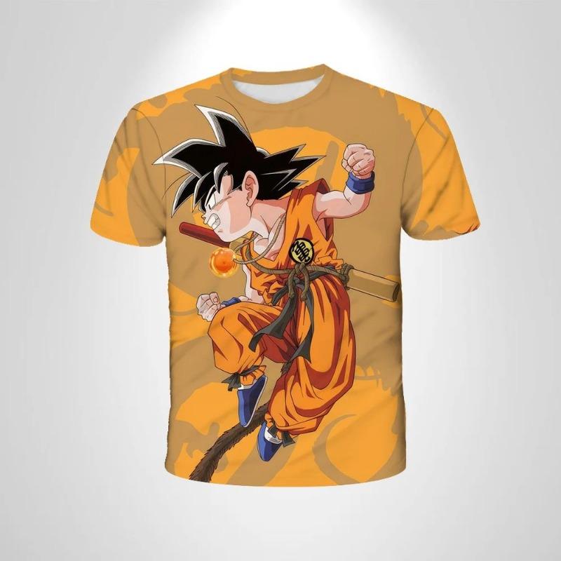 2026 Новая 3D-печатная футболка Dragon Ball для детской одежды, летняя футболка с коротким рукавом в стиле аниме для взрослых, повседневная и модная