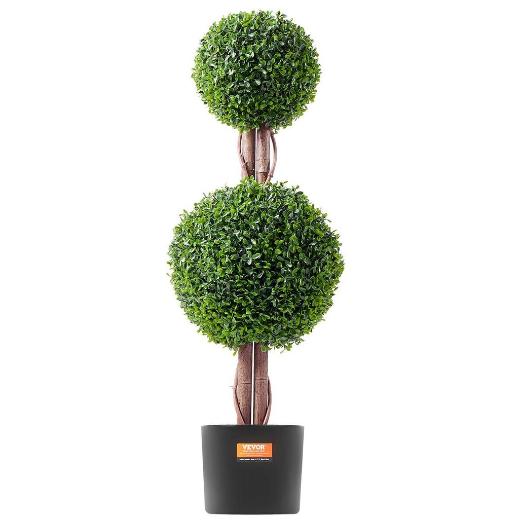 2 Pack 3' Artificial Boxwood Topiary Tree Faux Plant UV Decor In/Outdoor