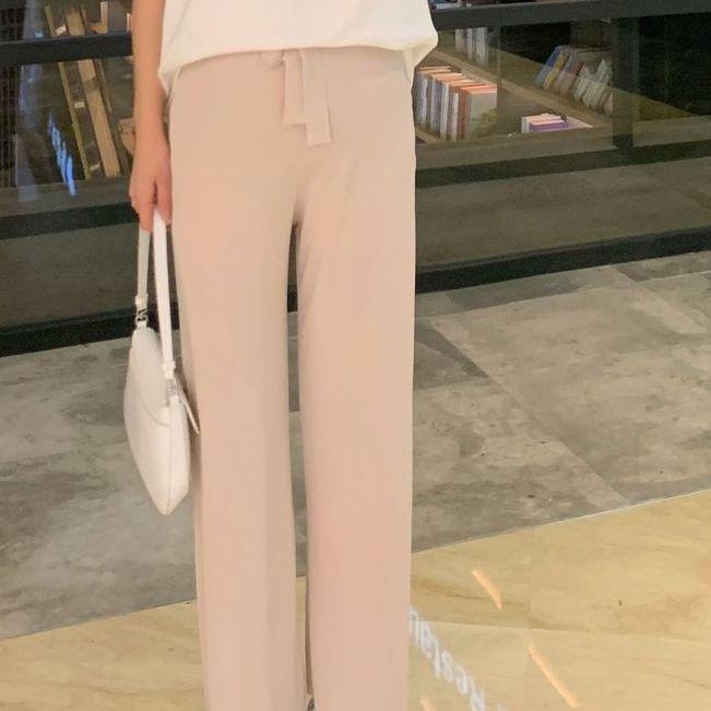 Широкие брюки для беременных из дышащего шелка Ice Silk, весна/лето 2024 г. — легкие, свободные, прямые повседневные брюки.