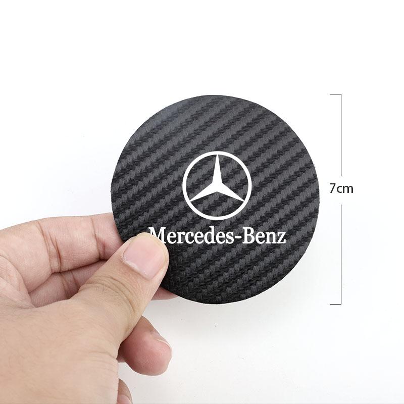 2Pcs Car Coasters Water Cup Mats Waterproof Slot Pads For Mercedes Benz AMG W203 W204 W205 W209 W210 W211 W212 W176 BL1