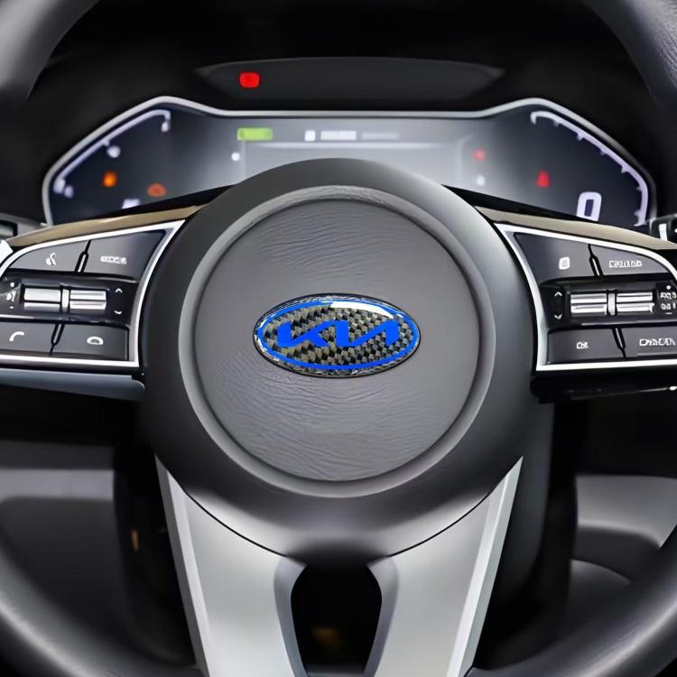 QZGF3 1pcs 3D newest KIA KN carbon fibre steer wheel emblem Sticker Car Steering Wheel Car Interior Emblem Car styling Accessories