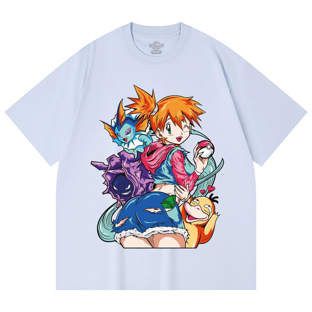230 Gsm 100% Cotton Pokemon V17 Misty Print Unisex Heavy Cotton T Shirt