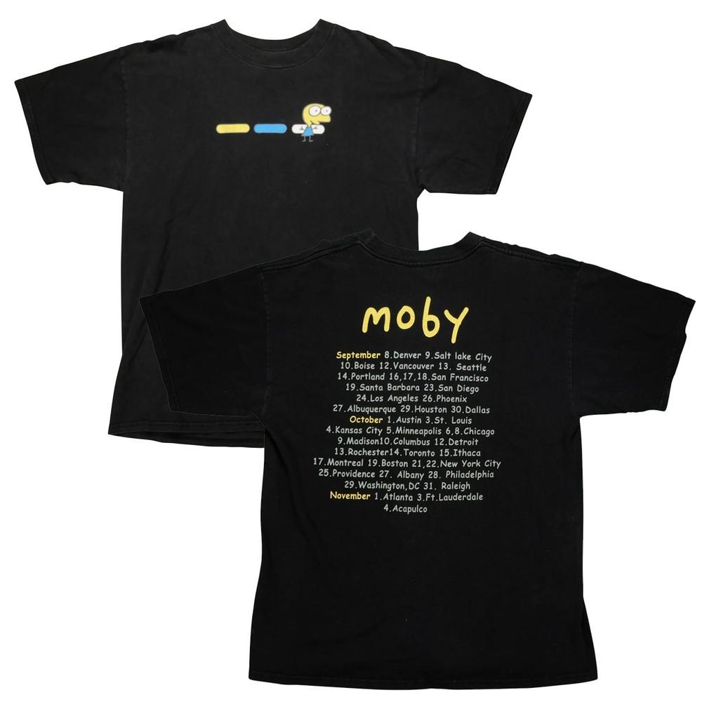 Vintage TULTEX Moby Musician Tour T Shirt 90s Black Unisex T-Shirt