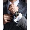PINDOWS Luxury Business Dress Analog Quartz Water Luminous Date Stainless Steel Classic Business Casual Style Men's Watch, Diamond-Decorated, Style,