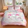 3pcs December My Melody Three-Piece Patterned Quilt Cover Set - Soft and Cozy Bedroom, Guest Room and Dorm Decorative Bedding 3-Piece Set 1 Quilt