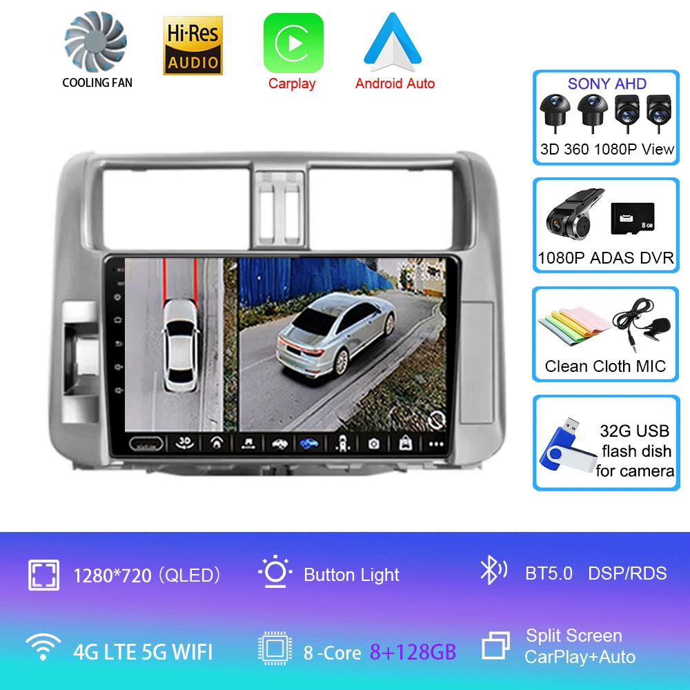 Car Radio Android 14 Carplay Auto For Toyota Land Cruiser Prado 150 2009 - 2013 Navigation GPS Multimedia Player Video Stereo BT