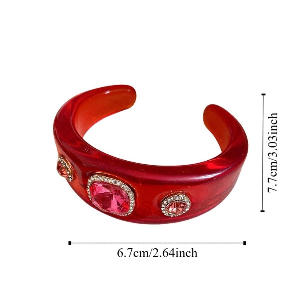 Smudging Irregular Wide Open Bracelet Bohemian Dopamine Hand Ring Acrylic Rhinestone Bangle Women