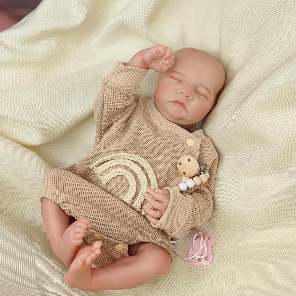 43 см Levi Lifelike Reborn Baby Doll, ручная работа, 3D-раскрашенная кожа, все тело, силиконовая виниловая кукла-мальчик, мягкое тканевое тело, рождественский подарок