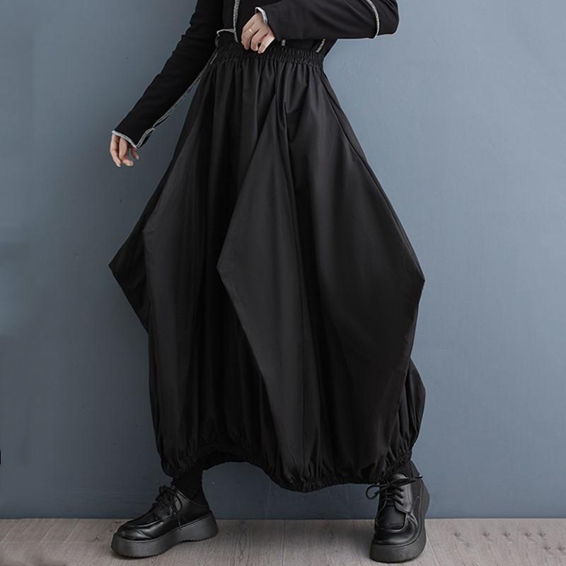 Черная хлопковая винтажная винтажная юбка больших размеров с высокой талией, весна-лето-осень, повседневная свободная длинная женская юбка