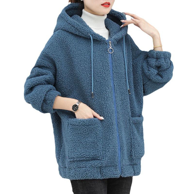 Women's Six-Color Teddy Fleece Hoodie: Korean Style, Plus-Size, Thick Autumn/Winter Cardigan
