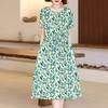 Summer Long Dress Woman Plus Size Loose Vintage Short Sleeve Dress Summer Middle-aged Women's Clothing