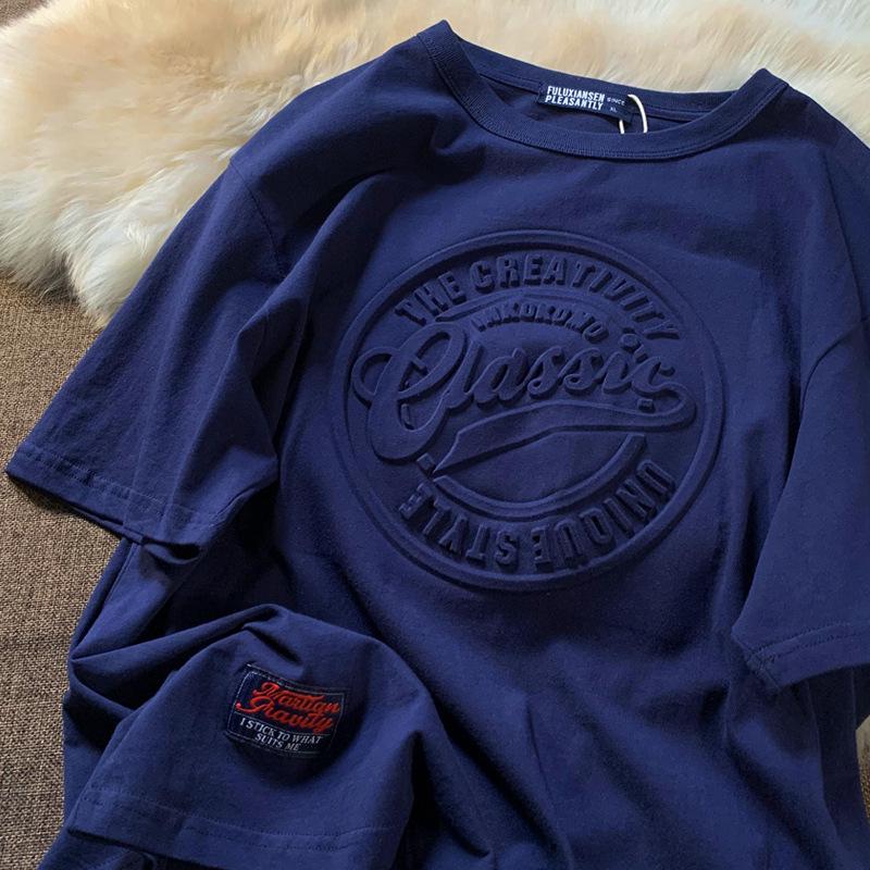 Men's 3D Printed Oversized American Style T-Shirt with Concave and Convex Design