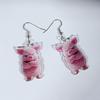 Pink Pig Dangle Earrings 2D Acrylic Pig Charm Earrings Lightweight Cute Angry Pig Earrings