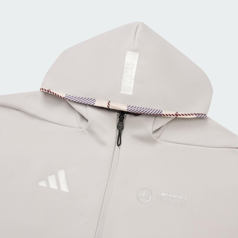 Adidas Mercedes - Amg Primeknit Удобная Модная Минималистичная Универсальная Однотонная Куртка Мужская Куртка Светло-серая JW3473