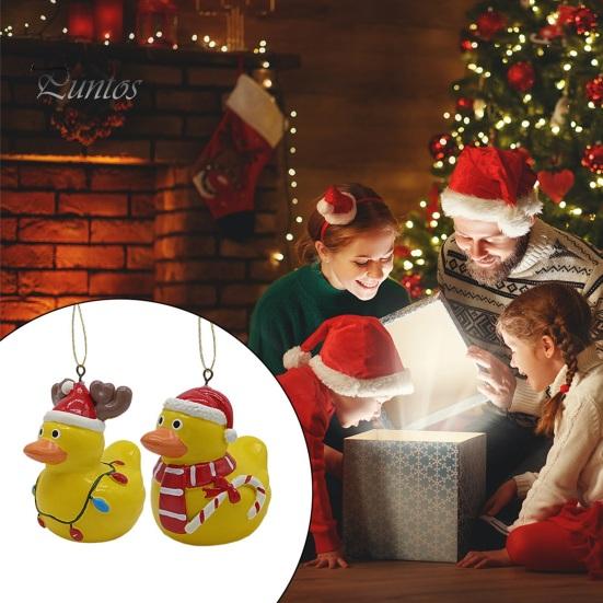 Рождественская подвесная утка, украшение для дома и улицы, рождественская елка, шарф из рогов лося, желтая утка, украшение из смолы, кулон, праздничный подарок