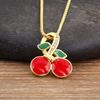 Nidin High Quality Apple/Grape/Cherry Sparkling Zircon Pendant Necklace For Women Men Fashion Cute Chain Link Jewelry Party Gift