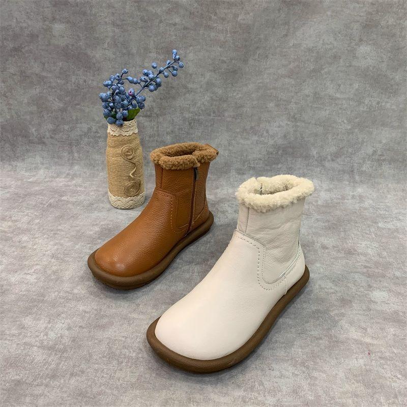 Женские осенне-зимние новые ботинки-дутики на плоской подошве с круглым носком и ретро-молнией, утепленные бархатом и мехом, теплые цельные короткие ботинки