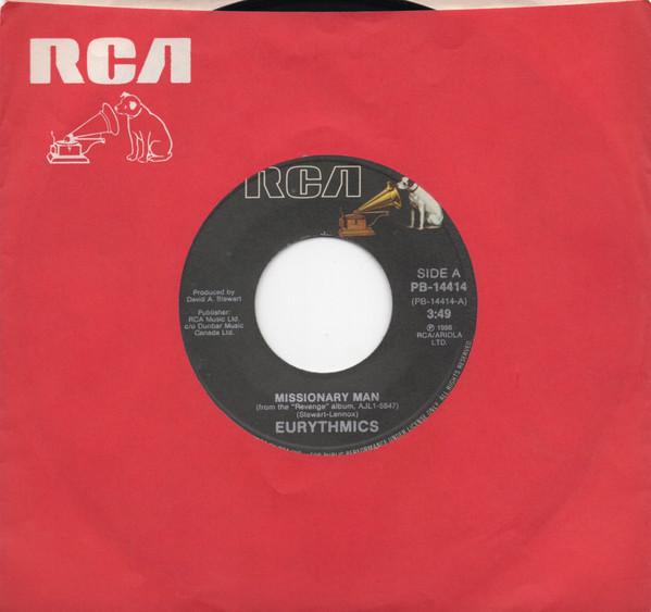 7-дюймовая пластинка EURYTHMICS Missionary Man PB14414 RCA 1986 Канада Танцевальная Электроника Б/у