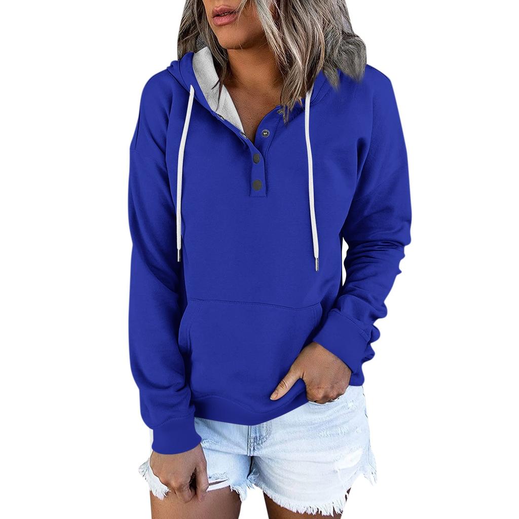 Women's Casual Fashion Solid Color Long Sleeve Pullover Hoodies Sweatshirts
