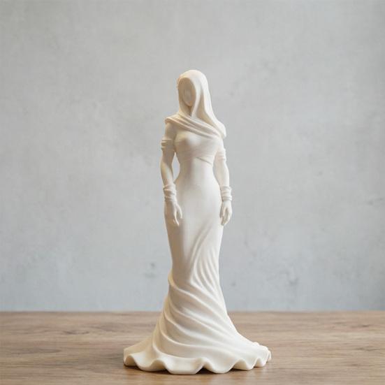 Винтажная статуэтка женщины с капюшоном-накидкой, 3D-печатная статуя безликой дамы в платье-рыбий хвост, украшение для дома и офиса
