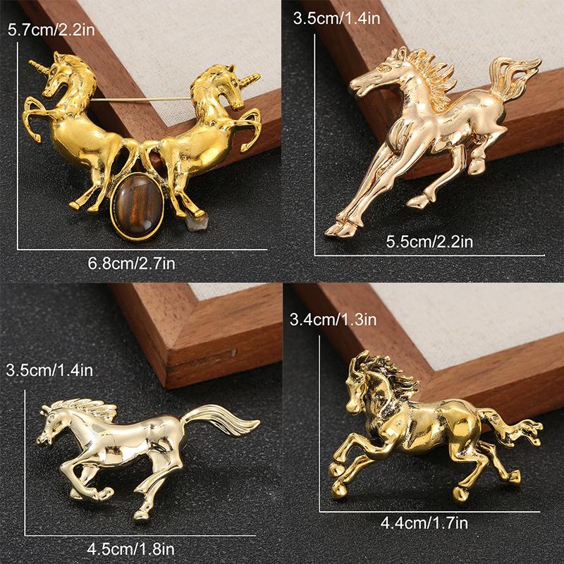 1Pc Zinc Alloy Fresh Metal Brooch Gift Cloth Decoration Exquisite Horse Brooch