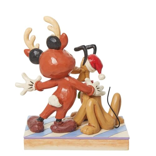 Enesco Statue/Figure "Disney Traditions" Mickey and Pluto As Reindeer, Size 7.5 X 13.5 X 16 Cm, DTR6013059