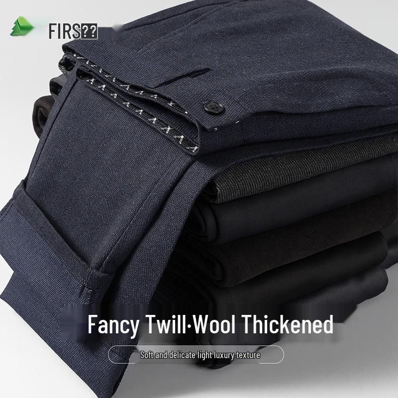 Shanshan Men's Winter Wool Blend Straight Business Casual Pants