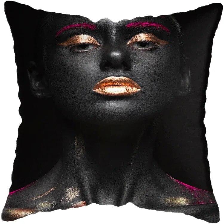 Наволочка для спальни, черно-золотая африканская женская подушка для гостиной, декоративная подушка