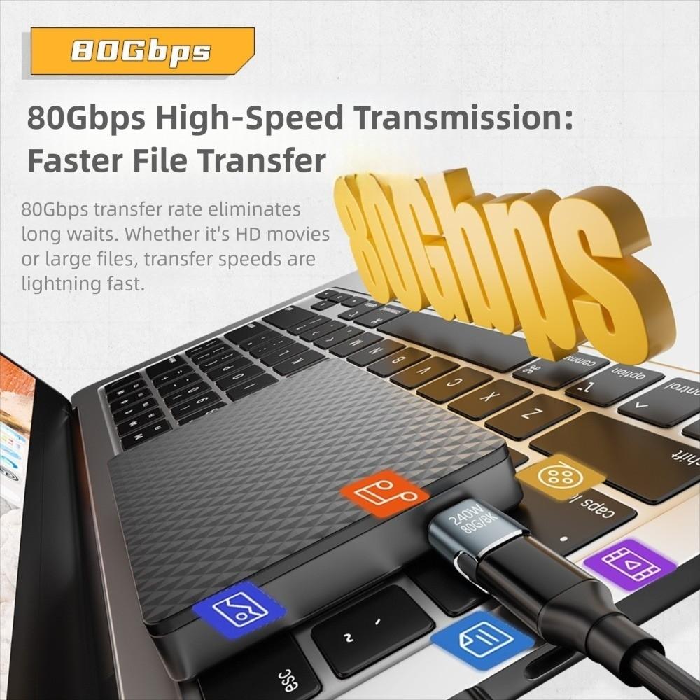 Профессиональный PD 240 Вт USB-C магнитный адаптер 8K 60 Гц 80 Гбит/с конвертер Type-C быстрая зарядка полнофункциональный адаптер USB4.0 для ноутбука