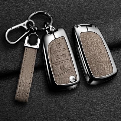 Подходит для Peugeot 107 207 306 307 407 308 607, Защитная крышка для брелока автомобиля, Защитный корпус брелока автомобиля из цинкового сплава + кожи