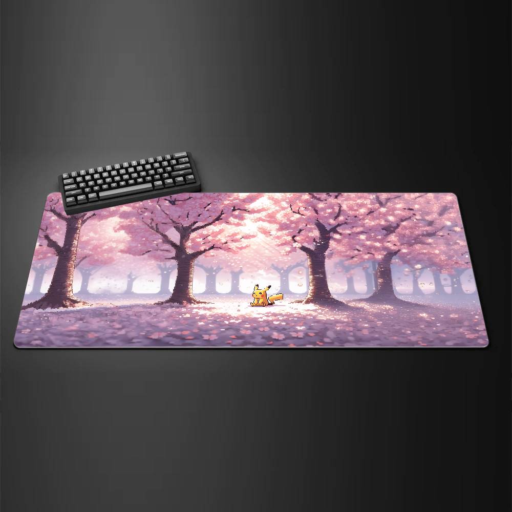 Pokemon Pikachu Gaming Mouse Pad Large Desk Mat 2MM Stitched Edge Keyboard Pad Non Slip Rubber Base Office Table Mat