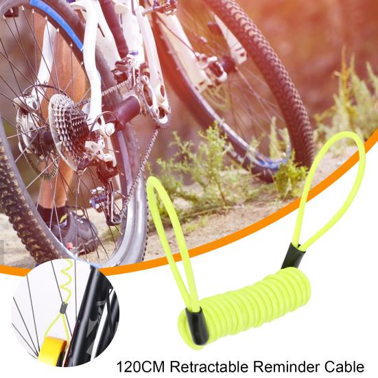 Кабель напоминания о блокировке дискового тормоза, 120 см, выдвижной стальной провод, яркий цвет, мотоцикл, горный велосипед, противоугонная охранная веревка с замком диска