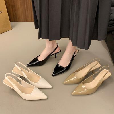 Французские туфли-лодочки на высоком каблуке, с острым носком, босоножки-стилетто, женские, весенние, новинка, модные, элегантные, для светских львиц, с открытой пяткой