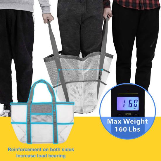 Beach Bag Hollow Mesh Drainage Large Capacity Multi Pockets Quick Dry Portable Shampoo Body Wash Soap