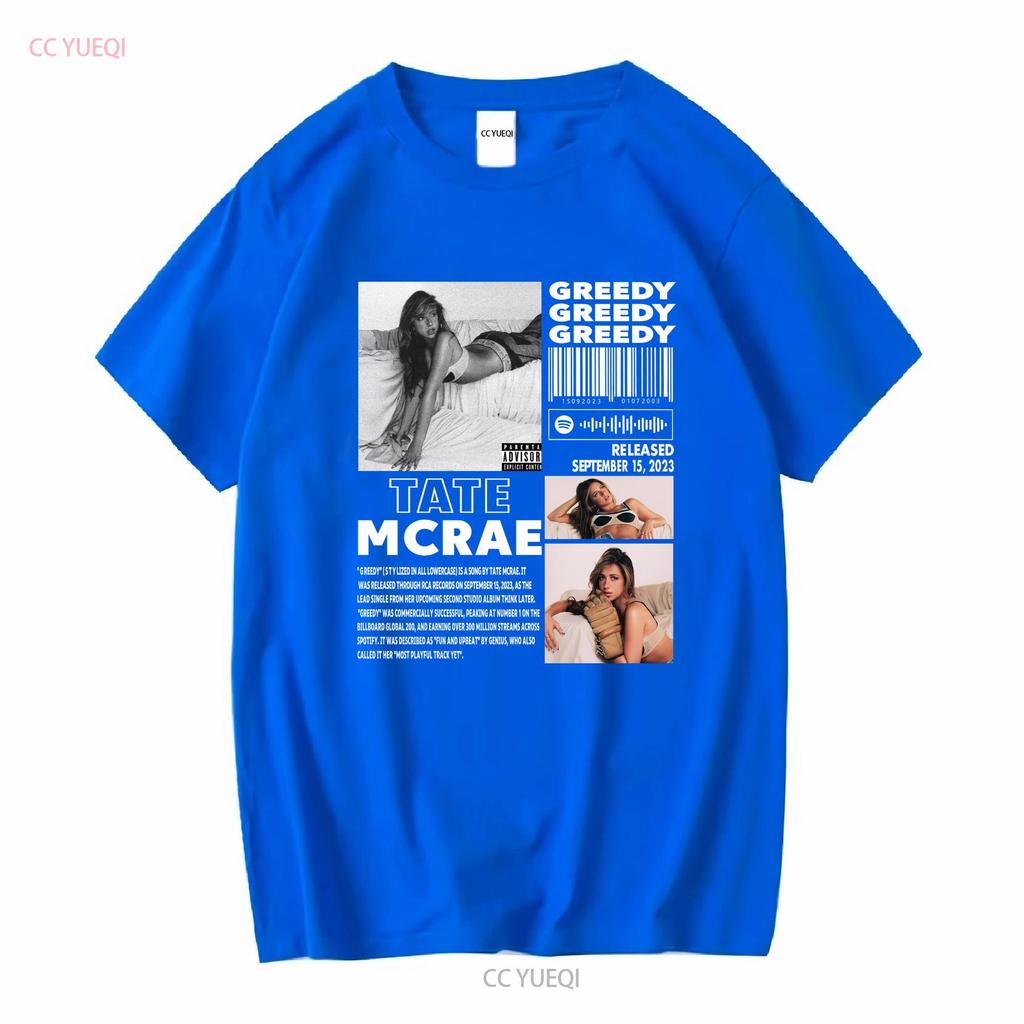 Футболка Tate Mcrae Greedy Полный размер S 5XL Длинный рукав Винтажная стирка Удобная Мягкая Модная Мужская Растягивающаяся С принтом