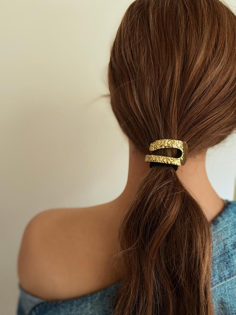 Элегантная золотая металлическая простая резинка для волос, забавные изогнутые ленты, женская роскошная стильная резинка для волос, простые шикарные аксессуары для волос