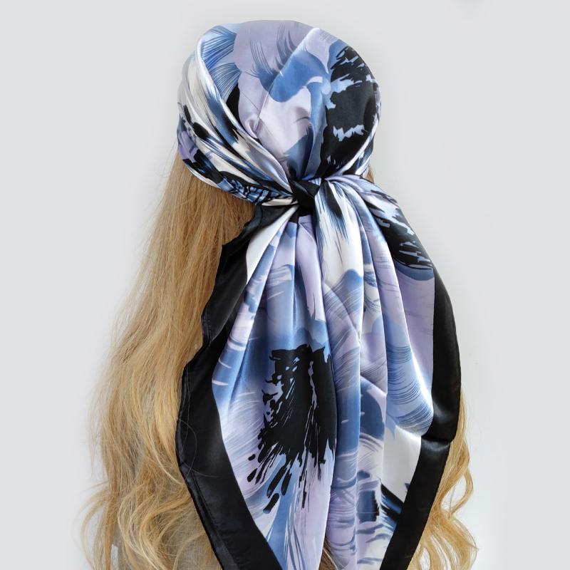Silk Square Scarf Women Satin Shawl Wrap Hijab Female Hair Band Wrist Luxury Headkerchief 90*90cm Echarpe Bandana
