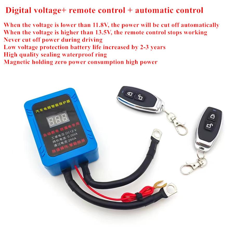 Universal Wireless Remote Control  Automatic Control 12v Car Battery Disconnect Cut Off Isolator Master Switches Voltmeter Digital Voltage Display